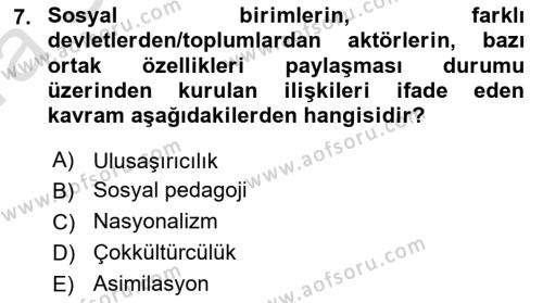 Göçmen Ve Sığınmacılarla Sosyal Hizmet Dersi 2023 - 2024 Yılı (Vize) Ara Sınavı 7. Soru