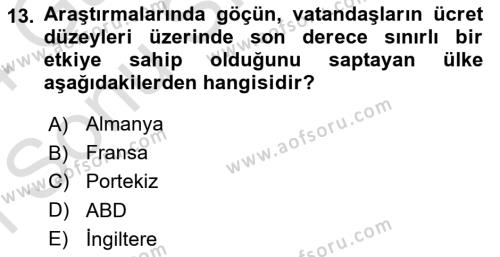 Göçmen Ve Sığınmacılarla Sosyal Hizmet Dersi 2023 - 2024 Yılı (Final) Dönem Sonu Sınavı 13. Soru