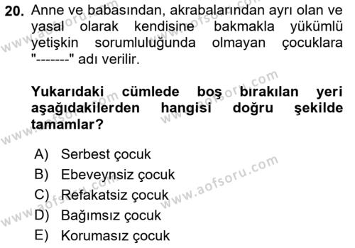 Göçmen Ve Sığınmacılarla Sosyal Hizmet Dersi 2023 - 2024 Yılı (Final) Dönem Sonu Sınavı 20. Soru