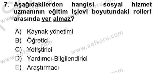 Göçmen Ve Sığınmacılarla Sosyal Hizmet Dersi 2023 - 2024 Yılı (Final) Dönem Sonu Sınavı 7. Soru