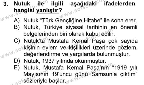 Türk Siyasal Hayatı Dersi 2012 - 2013 Yılı (Final) Dönem Sonu Sınavı 3. Soru