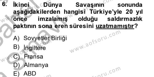 Türk Siyasal Hayatı Dersi 2013 - 2014 Yılı (Vize) Ara Sınavı 6. Soru