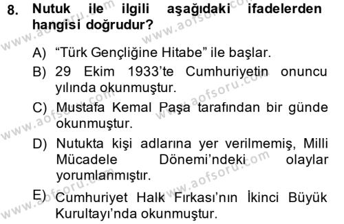 Türk Siyasal Hayatı Dersi 2013 - 2014 Yılı (Vize) Ara Sınavı 8. Soru
