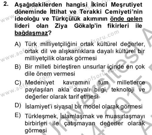 Türk Siyasal Hayatı Dersi 2014 - 2015 Yılı (Vize) Ara Sınavı 2. Soru