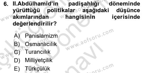 Türk Siyasal Hayatı Dersi 2015 - 2016 Yılı (Final) Dönem Sonu Sınavı 6. Soru