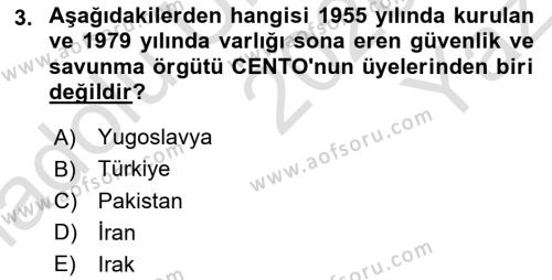 Türk Siyasal Hayatı Dersi 2020 - 2021 Yılı Yaz Okulu Sınavı 3. Soru