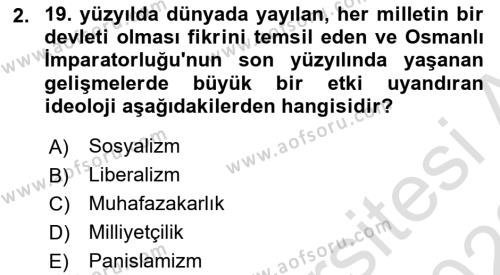 Türk Siyasal Hayatı Dersi 2021 - 2022 Yılı Yaz Okulu Sınavı 2. Soru