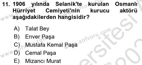 Türk Siyasal Hayatı Dersi 2023 - 2024 Yılı (Vize) Ara Sınavı 11. Soru