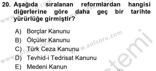 Türk Siyasal Hayatı Dersi 2023 - 2024 Yılı (Vize) Ara Sınavı 20. Soru