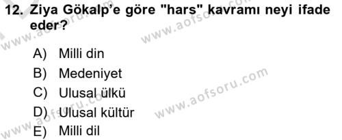 Türk Siyasal Hayatı Dersi 2023 - 2024 Yılı (Final) Dönem Sonu Sınavı 12. Soru