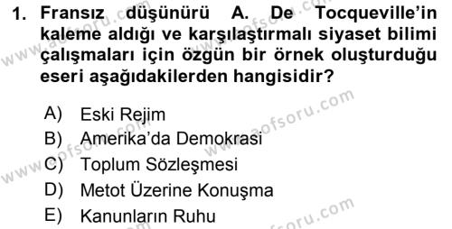 Siyaset Bilimi Dersi 2019 - 2020 Yılı (Final) Dönem Sonu Sınavı 1. Soru