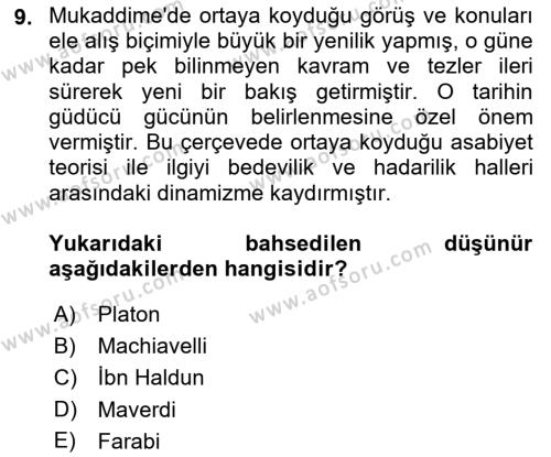 Siyaset Bilimi Dersi 2021 - 2022 Yılı Yaz Okulu Sınavı 9. Soru