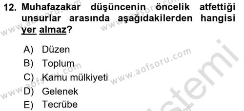 Siyaset Bilimi Dersi 2022 - 2023 Yılı (Final) Dönem Sonu Sınavı 12. Soru