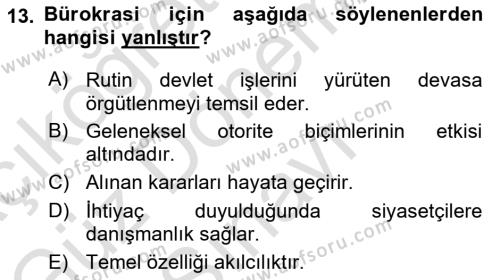 Siyaset Bilimi Dersi 2022 - 2023 Yılı (Final) Dönem Sonu Sınavı 13. Soru