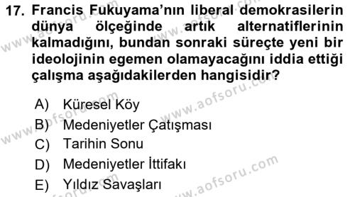 Siyaset Bilimi Dersi 2022 - 2023 Yılı Yaz Okulu Sınavı 17. Soru