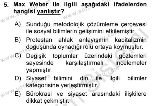 Siyaset Bilimi Dersi 2022 - 2023 Yılı Yaz Okulu Sınavı 5. Soru