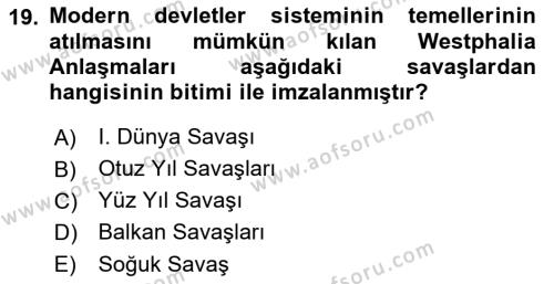 Siyaset Bilimi Dersi 2023 - 2024 Yılı (Final) Dönem Sonu Sınavı 19. Soru