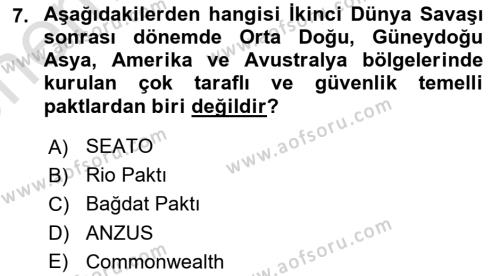 Gelişmekte Olan Ülkelerde Siyaset Dersi 2021 - 2022 Yılı (Vize) Ara Sınavı 7. Soru