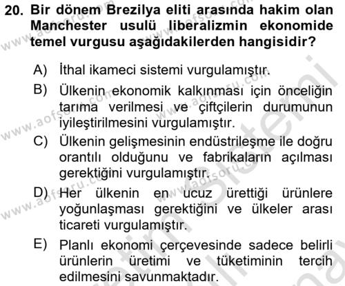 Gelişmekte Olan Ülkelerde Siyaset Dersi 2021 - 2022 Yılı (Final) Dönem Sonu Sınavı 20. Soru