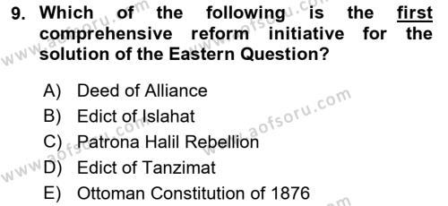 Turkish Politics Dersi 2018 - 2019 Yılı (Vize) Ara Sınavı 9. Soru