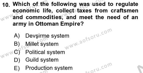 Turkish Politics Dersi 2018 - 2019 Yılı Yaz Okulu Sınavı 10. Soru