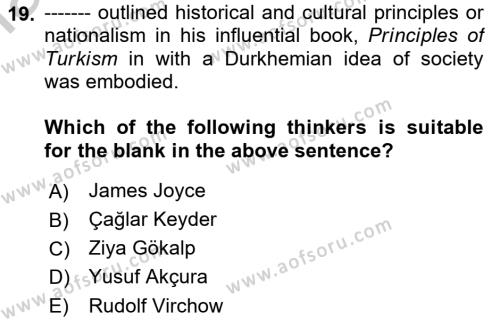 Turkish Politics Dersi 2018 - 2019 Yılı Yaz Okulu Sınavı 19. Soru