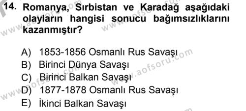 Balkanlar´da Siyaset Dersi 2012 - 2013 Yılı (Vize) Ara Sınavı 14. Soru