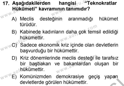 Balkanlar´da Siyaset Dersi 2012 - 2013 Yılı (Vize) Ara Sınavı 17. Soru
