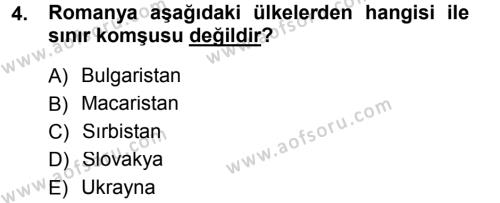 Balkanlar´da Siyaset Dersi 2012 - 2013 Yılı (Final) Dönem Sonu Sınavı 4. Soru