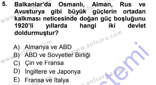 Balkanlar´da Siyaset Dersi 2012 - 2013 Yılı (Final) Dönem Sonu Sınavı 5. Soru