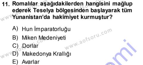 Balkanlar´da Siyaset Dersi 2013 - 2014 Yılı (Vize) Ara Sınavı 11. Soru