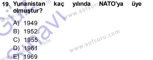 Balkanlar´da Siyaset Dersi 2013 - 2014 Yılı (Vize) Ara Sınavı 19. Soru