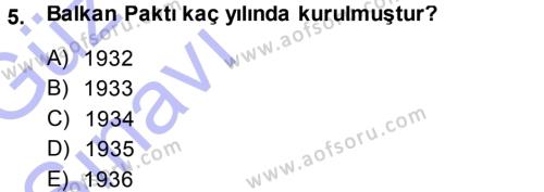 Balkanlar´da Siyaset Dersi 2013 - 2014 Yılı (Vize) Ara Sınavı 5. Soru