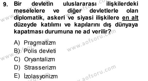 Balkanlar´da Siyaset Dersi 2013 - 2014 Yılı Tek Ders Sınavı 9. Soru