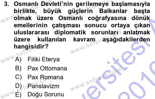 Balkanlar´da Siyaset Dersi 2015 - 2016 Yılı (Final) Dönem Sonu Sınavı 3. Soru