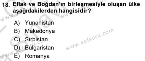 Balkanlar´da Siyaset Dersi 2021 - 2022 Yılı (Vize) Ara Sınavı 18. Soru