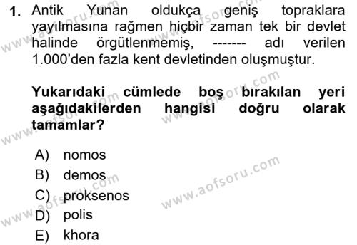 Balkanlar´da Siyaset Dersi 2021 - 2022 Yılı Yaz Okulu Sınavı 1. Soru