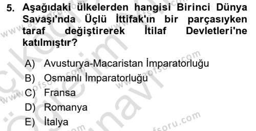 Balkanlar´da Siyaset Dersi 2021 - 2022 Yılı Yaz Okulu Sınavı 5. Soru