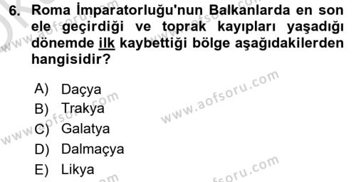 Balkanlar´da Siyaset Dersi 2021 - 2022 Yılı Yaz Okulu Sınavı 6. Soru