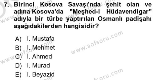 Balkanlar´da Siyaset Dersi 2022 - 2023 Yılı Yaz Okulu Sınavı 7. Soru