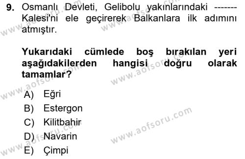 Balkanlar´da Siyaset Dersi 2022 - 2023 Yılı Yaz Okulu Sınavı 9. Soru