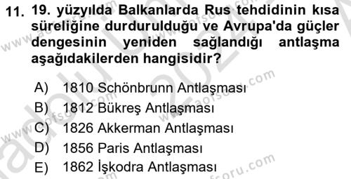 Balkanlarda Siyaset Dersi 2024 - 2025 Yılı (Vize) Ara Sınavı 11. Soru