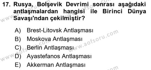 Balkanlarda Siyaset Dersi 2024 - 2025 Yılı (Vize) Ara Sınavı 17. Soru