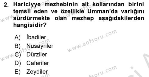 Orta Doğuda Siyaset Dersi 2020 - 2021 Yılı Yaz Okulu Sınavı 2. Soru