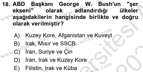 Orta Doğuda Siyaset Dersi 2021 - 2022 Yılı (Final) Dönem Sonu Sınavı 18. Soru