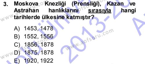 Orta Asya ve Kafkaslarda Siyaset Dersi 2013 - 2014 Yılı (Vize) Ara Sınavı 3. Soru