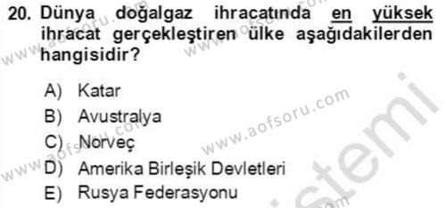 Orta Asya ve Kafkaslarda Siyaset Dersi 2021 - 2022 Yılı (Final) Dönem Sonu Sınavı 20. Soru