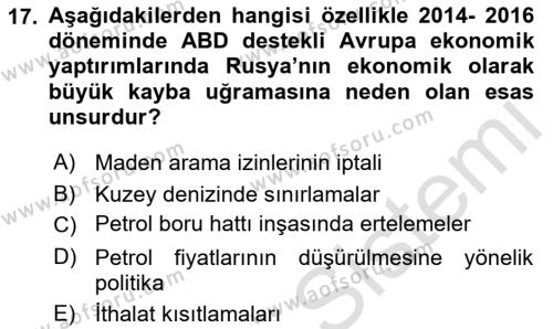 Orta Asya ve Kafkaslarda Siyaset Dersi 2022 - 2023 Yılı (Final) Dönem Sonu Sınavı 17. Soru