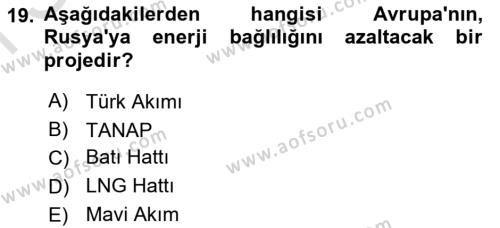 Orta Asya ve Kafkaslarda Siyaset Dersi 2022 - 2023 Yılı (Final) Dönem Sonu Sınavı 19. Soru