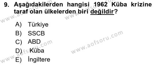 Orta Asya ve Kafkaslarda Siyaset Dersi 2023 - 2024 Yılı (Vize) Ara Sınavı 9. Soru